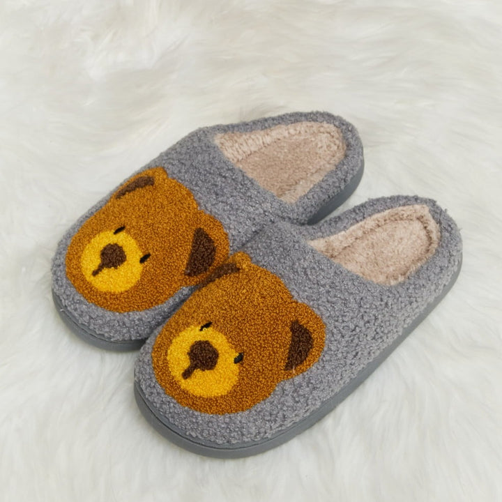 Plush Closed-Toe Slippers, Teddy Bear