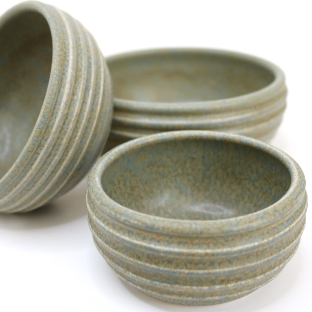 Handmade Set of Two Assorted Ceramic Bowls, Green