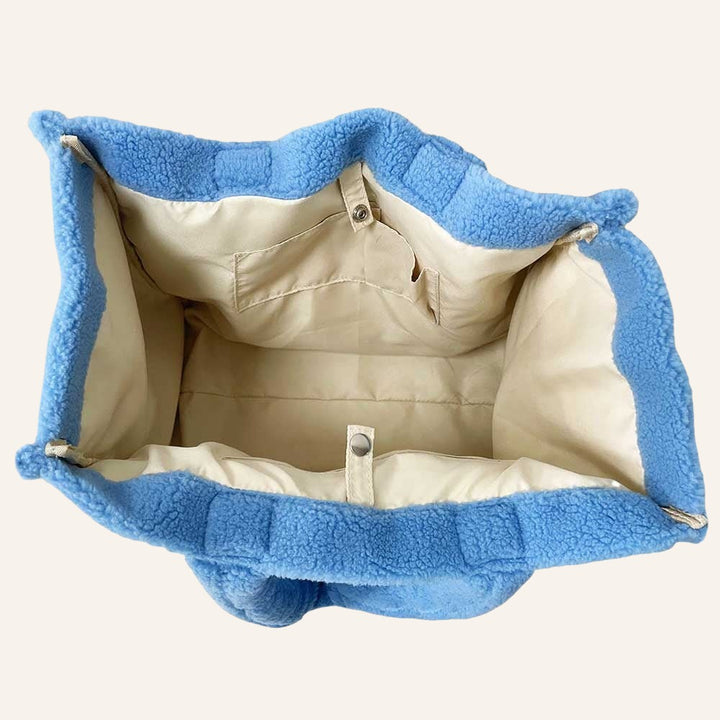Plush Shopper Tote Bag, Teddy