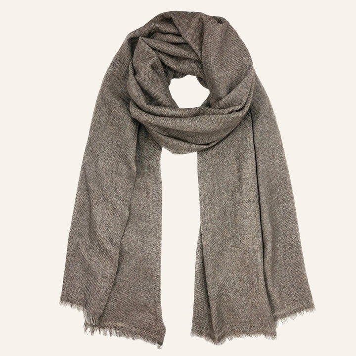 Handloom Cashmere Scarf, Espresso Frayed Edge