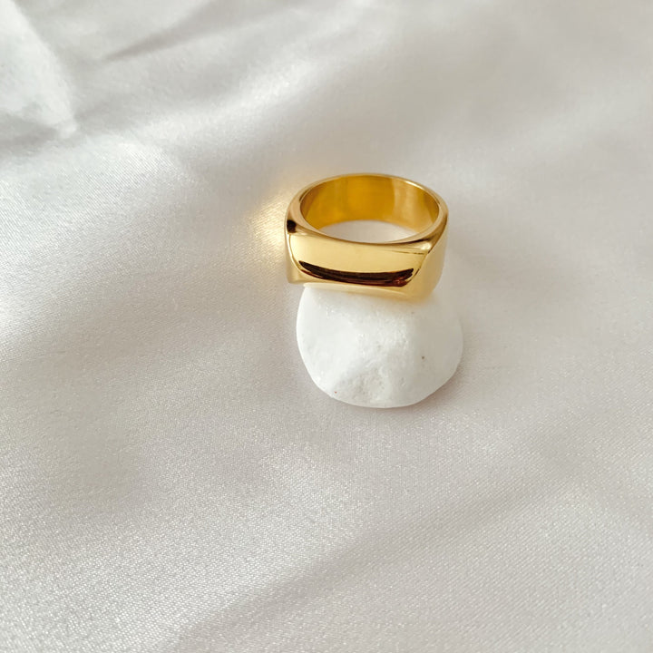 Bullion Chunky Ring, 18K Gold Plated