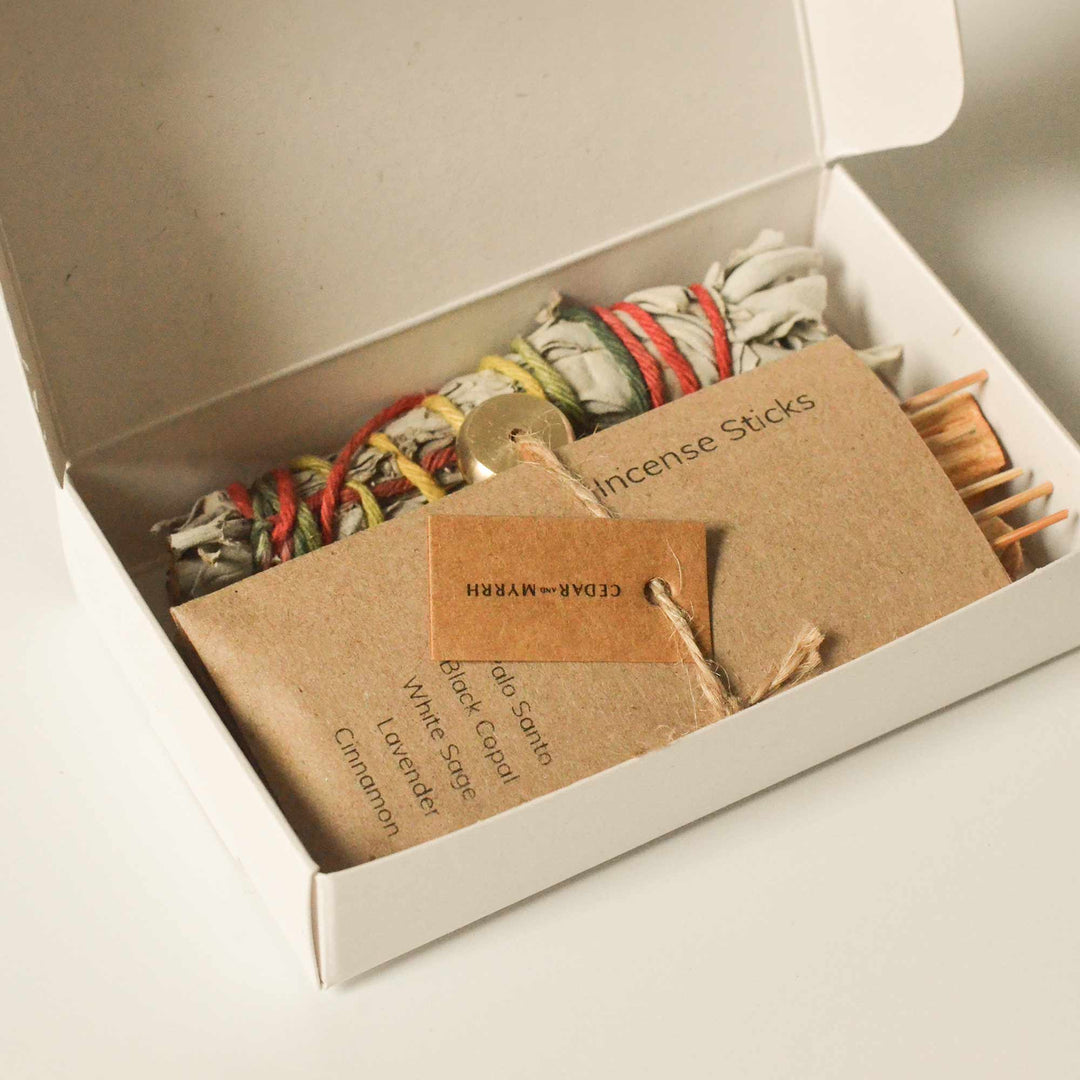 Handcrafted Sacred Burning Kit, Incense, Palo Santo & Sage