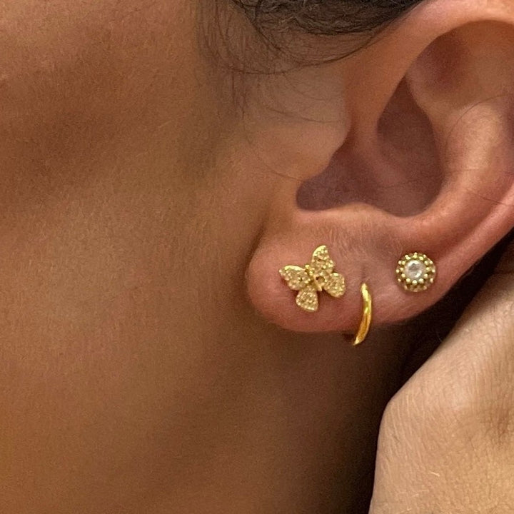 Butterfly Stud Earrings, 18k Gold Plated