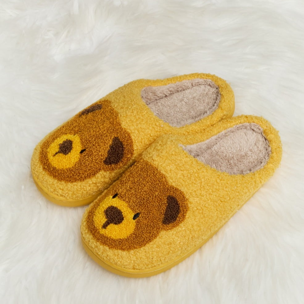 Plush Closed-Toe Slippers, Teddy Bear