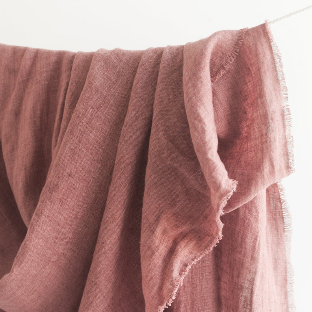 Artisanal Stone Washed Linen Throw, Ash Rose