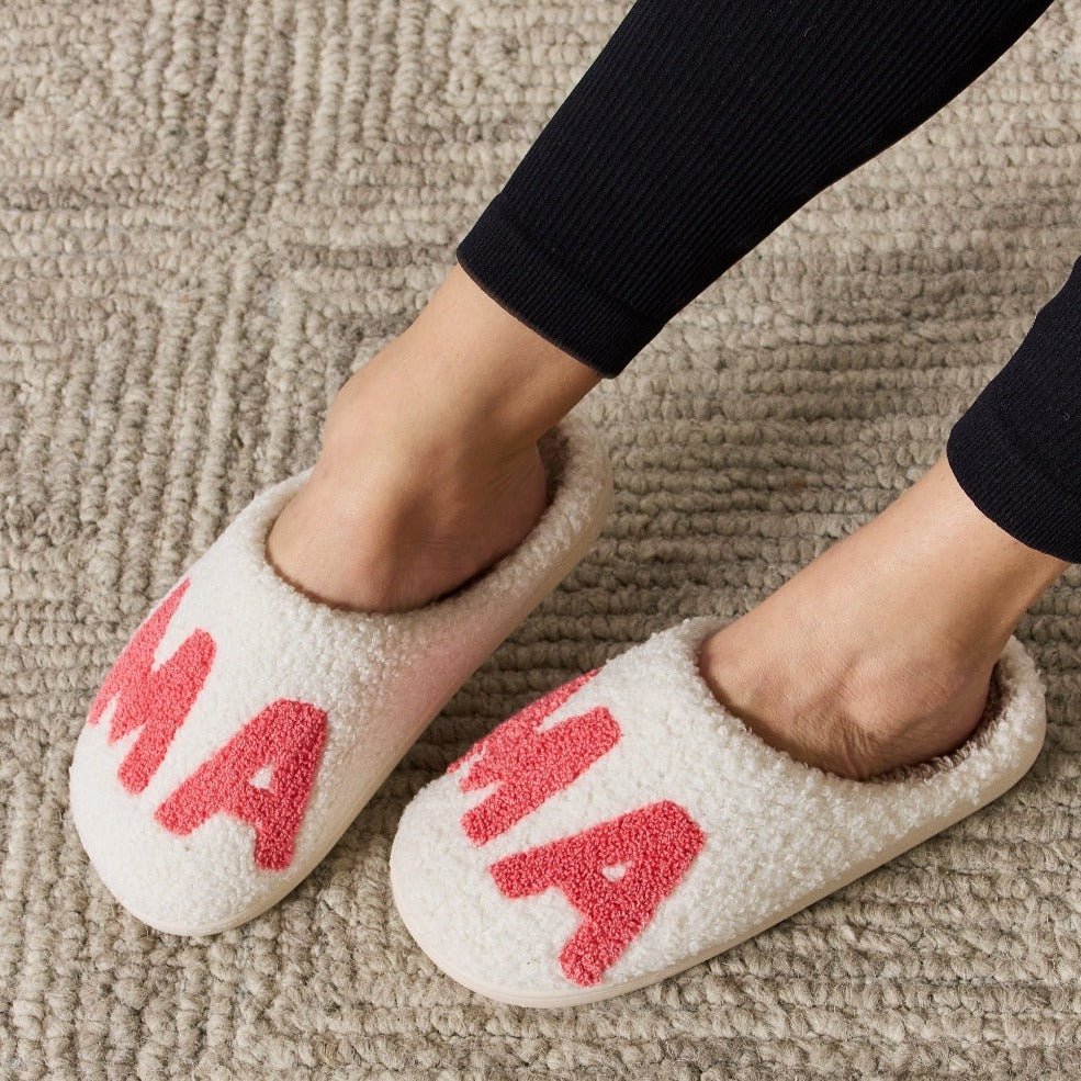 Plush Closed-Toe Slippers, MAMA