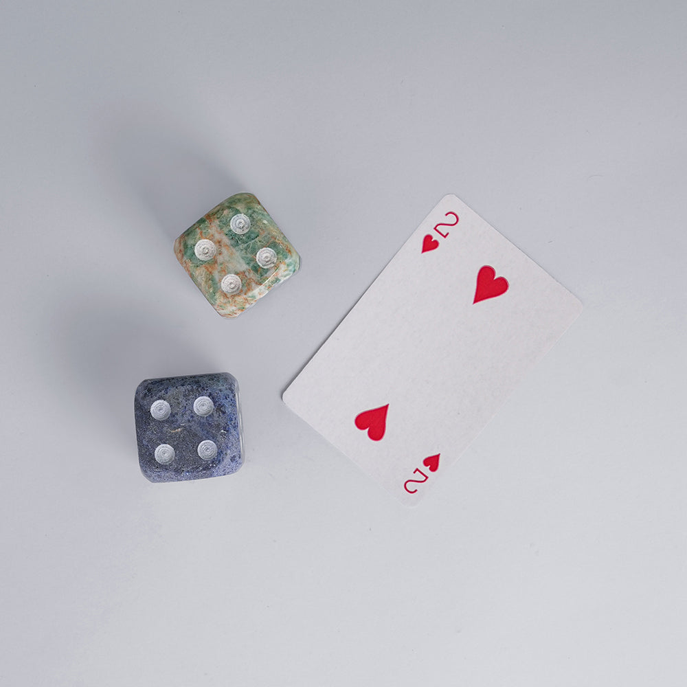 Hand-Carved Oversized Stone Dice, Set of 4