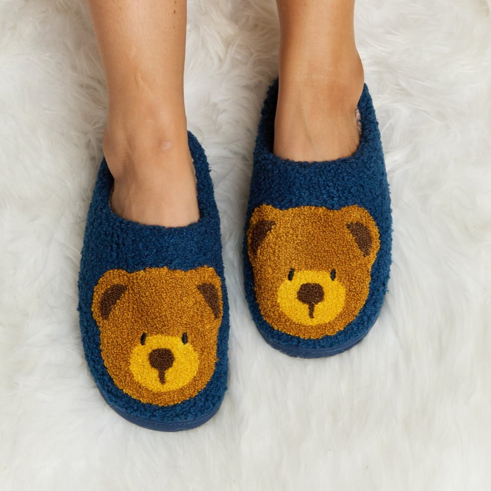 Plush Closed-Toe Slippers, Teddy Bear