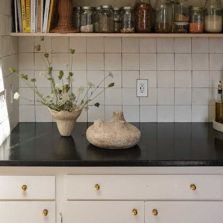 Handmade Clay Vessel Vase, Tri-Spout