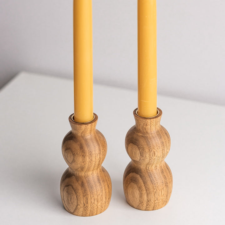 Handcrafted Taper Candle Holder, Brandy