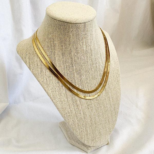 Classic Herringbone Necklace, 18K Gold/Rhodium/Silver Plated