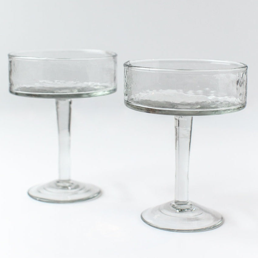 Handblown Clear Coupe Cocktail Glasses, Set of 4