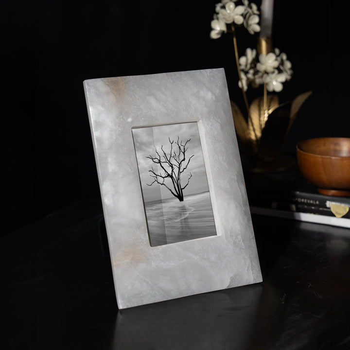 Hand-Carved Alabaster Stone Frame, Two Sizes