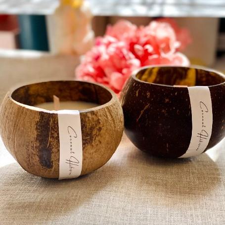 Hand-poured Coconut Shell Candle, Two Sizes