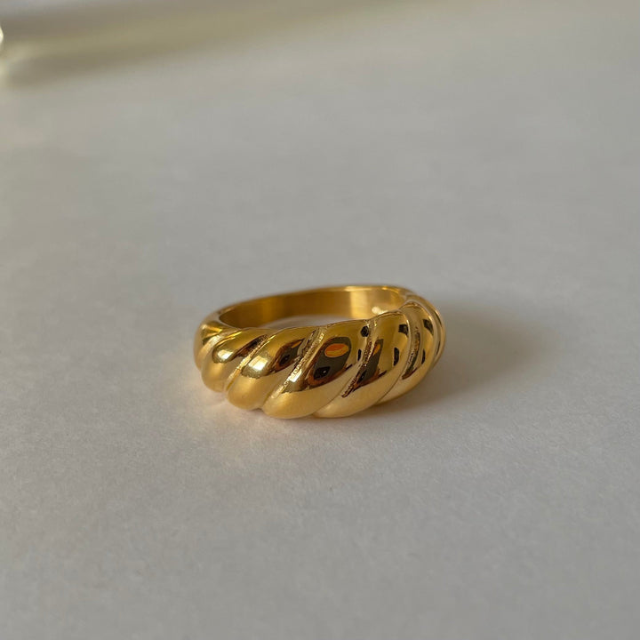 Croissant Dome Ring, 18k Gold Plated