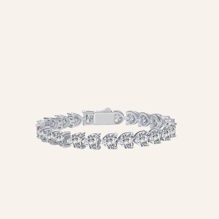 24 Carat Moissanite Heart Bracelet, 925 Silver