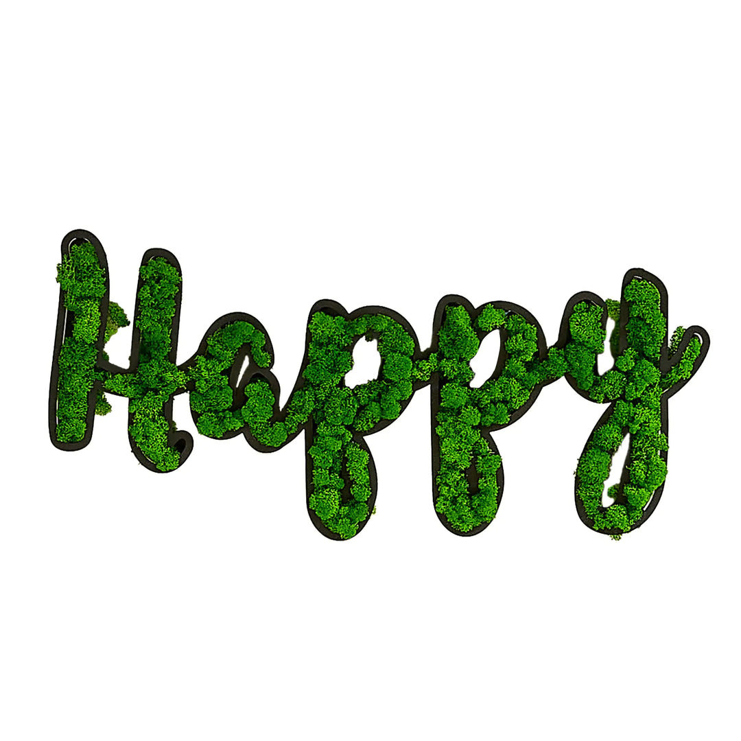 MOSS WORD WALL ART, HAPPY