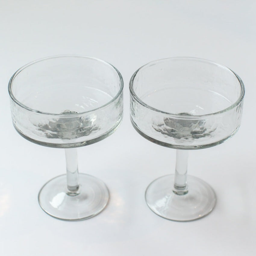 Handblown Clear Coupe Cocktail Glasses, Set of 4