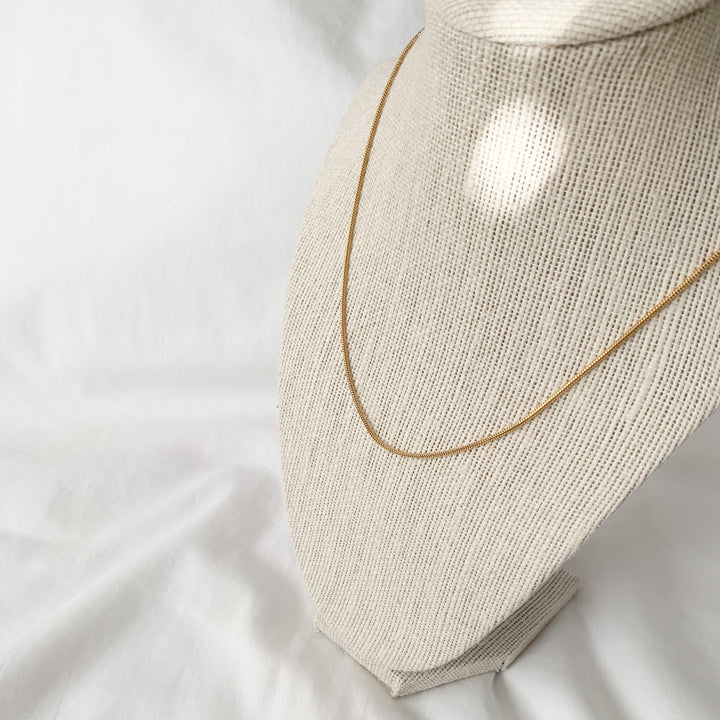 Round Snake Chain Necklace, 18K Gold Plated