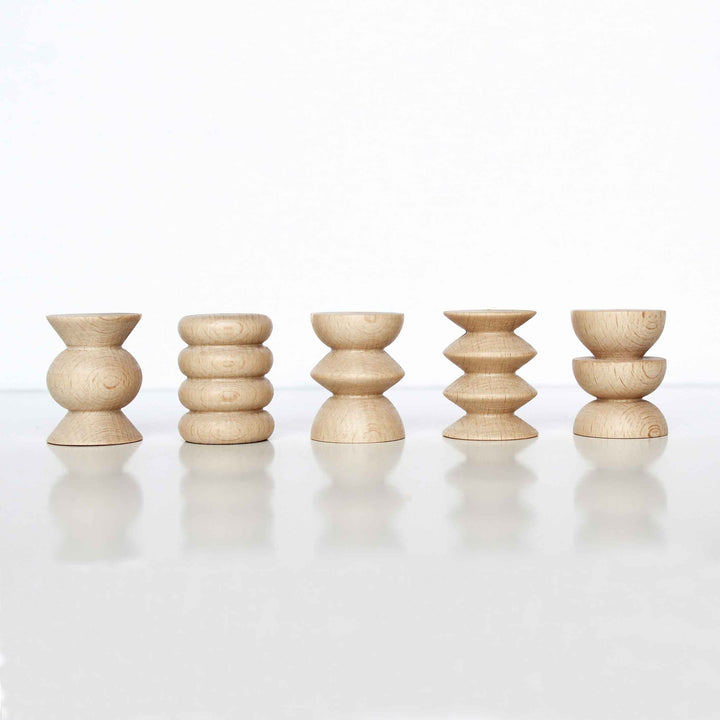 Totem Pole Inspired Wooden Picture Stands, Set of 5 Short