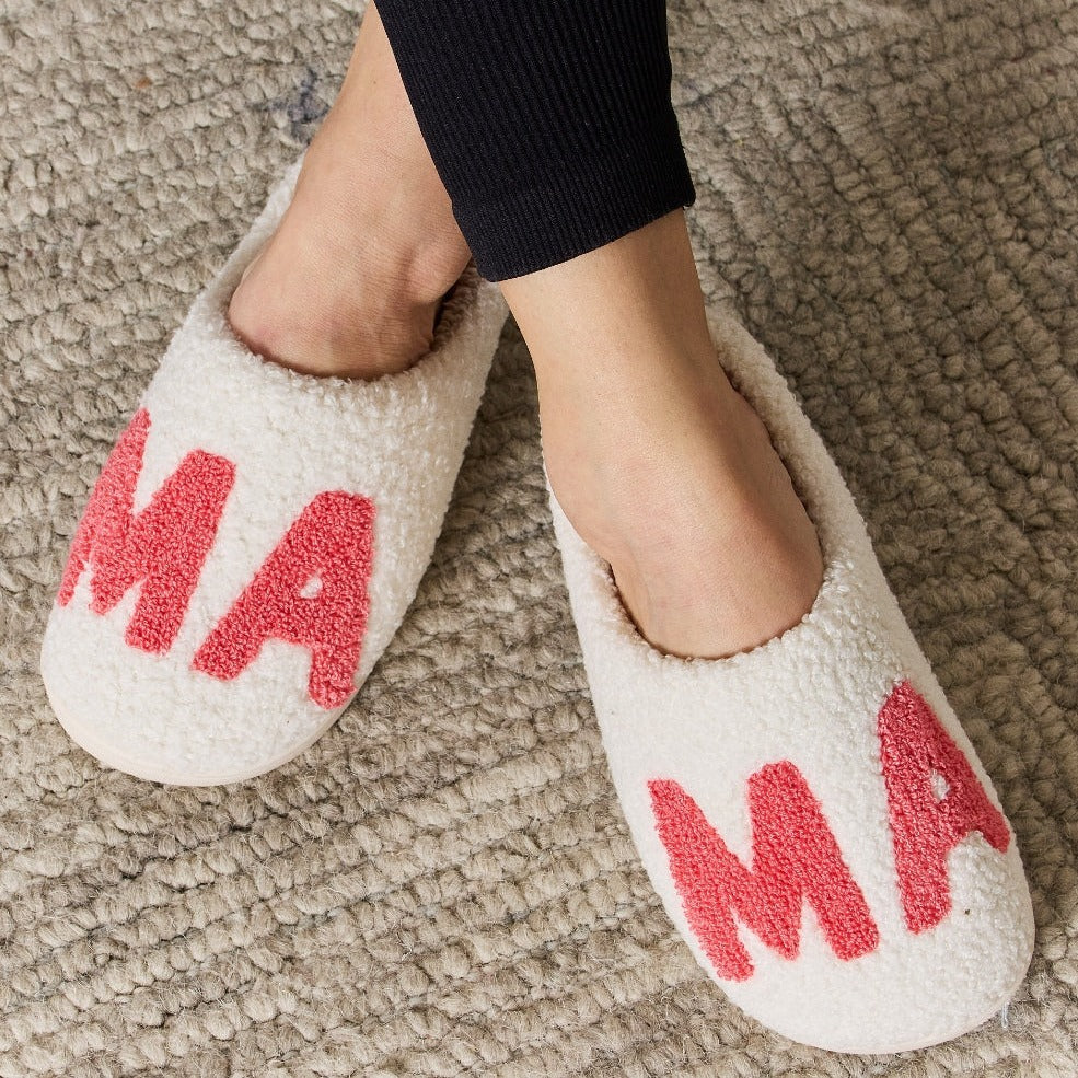 Plush Closed-Toe Slippers, MAMA