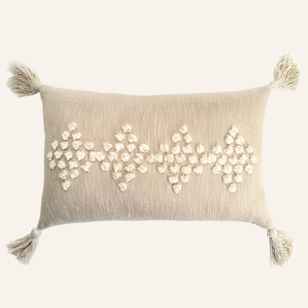Handmade Cotton Tasseled Throw Pillow, Insert Included