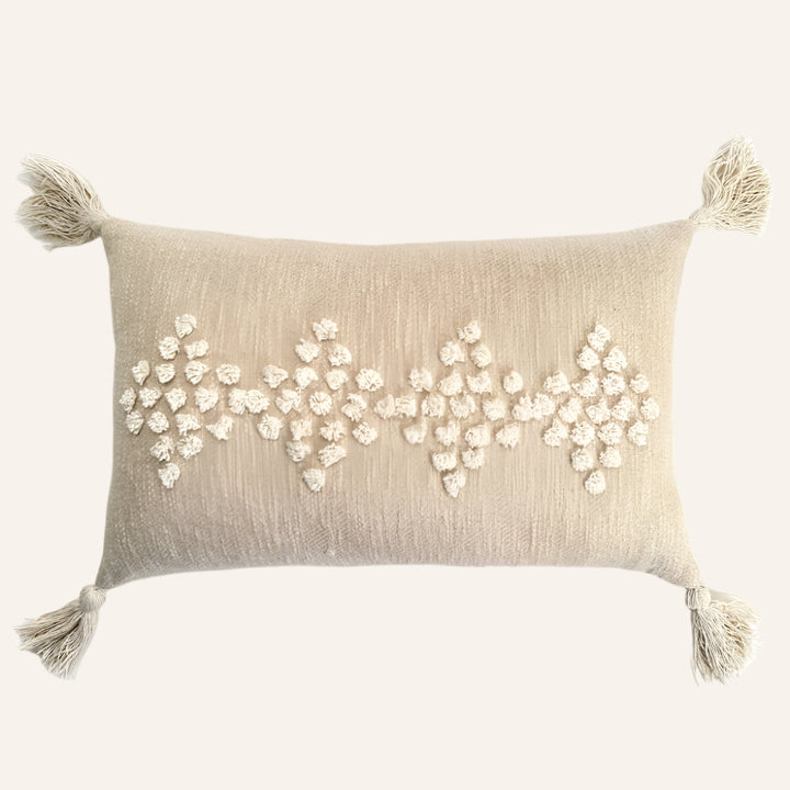 Handmade Cotton Tasseled Throw Pillow, Insert Included