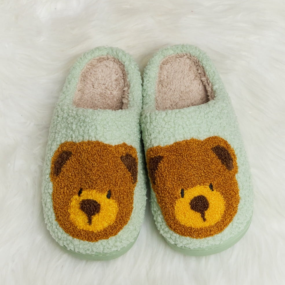 Plush Closed-Toe Slippers, Teddy Bear