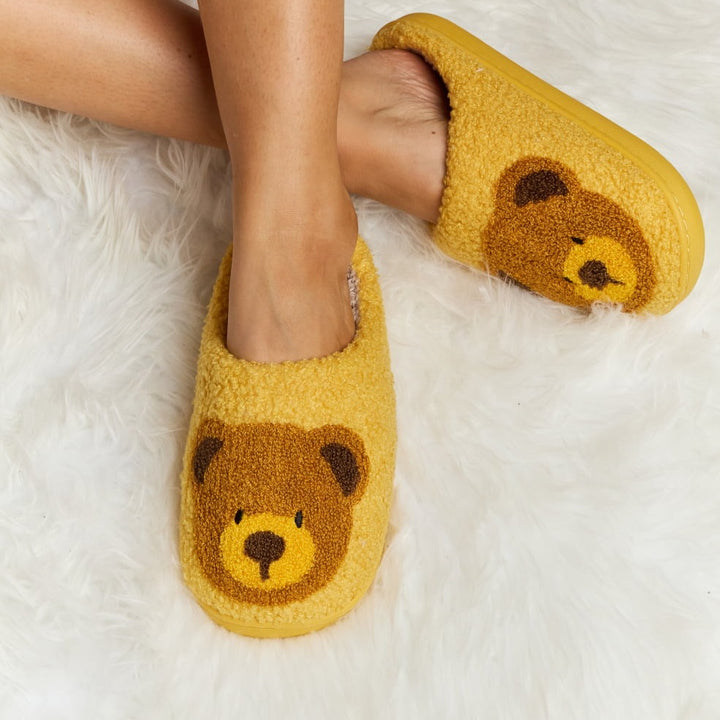 Plush Closed-Toe Slippers, Teddy Bear