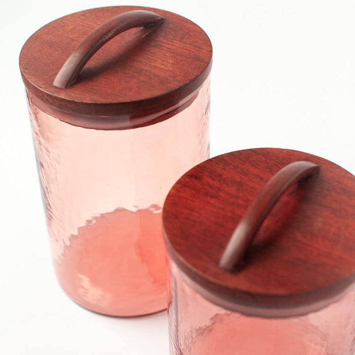 Handcrafted Glass Large Canister, Blush