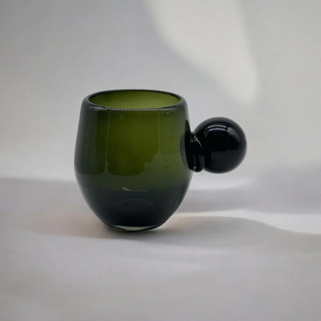 Handcrafted Artisan Set of 4 Glasses, Forest Green
