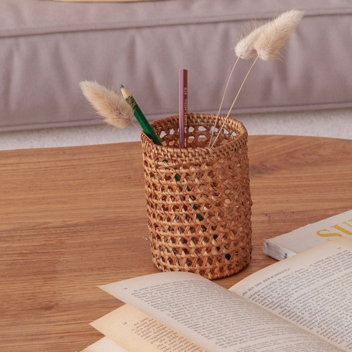 Handmade in Bali Rattan Pencil Holder, Natural