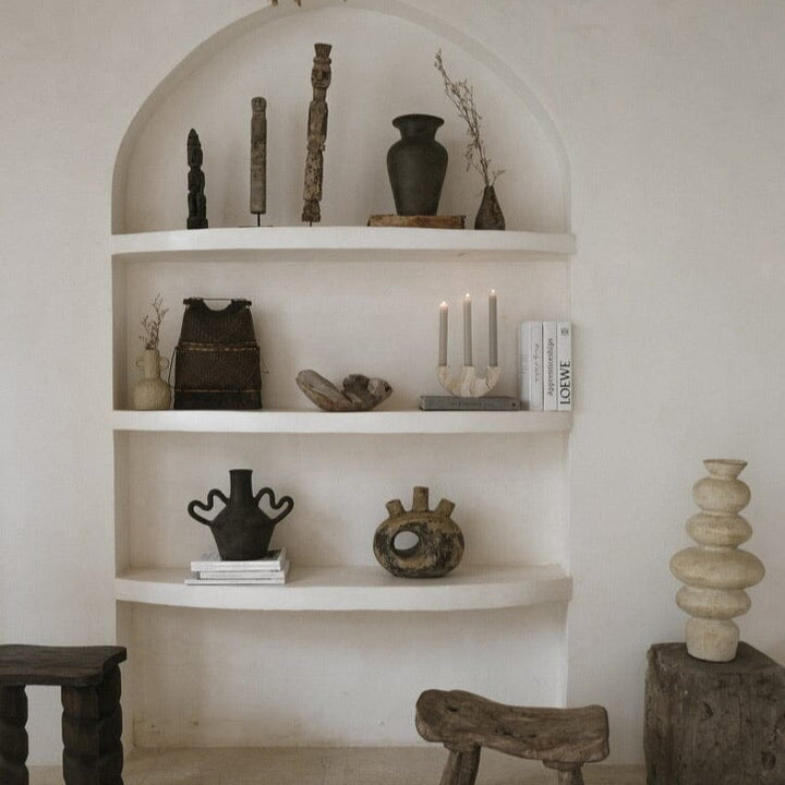 Handmade Clay Dance Vessel Vase, Cream or Charcoal