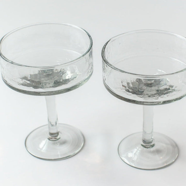 Handblown Clear Coupe Cocktail Glasses, Set of 4