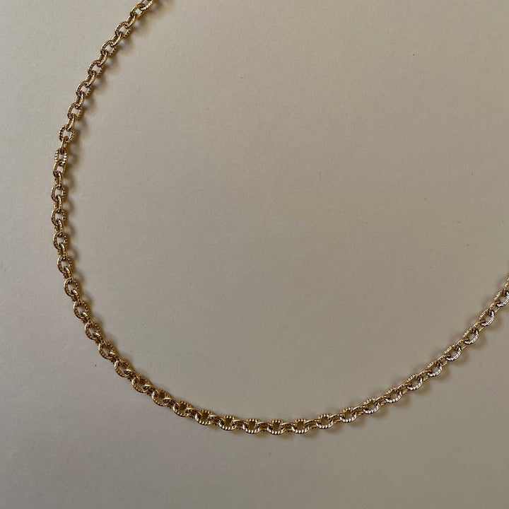 Ribbed Cable Chain Necklace, 18K Gold Plated