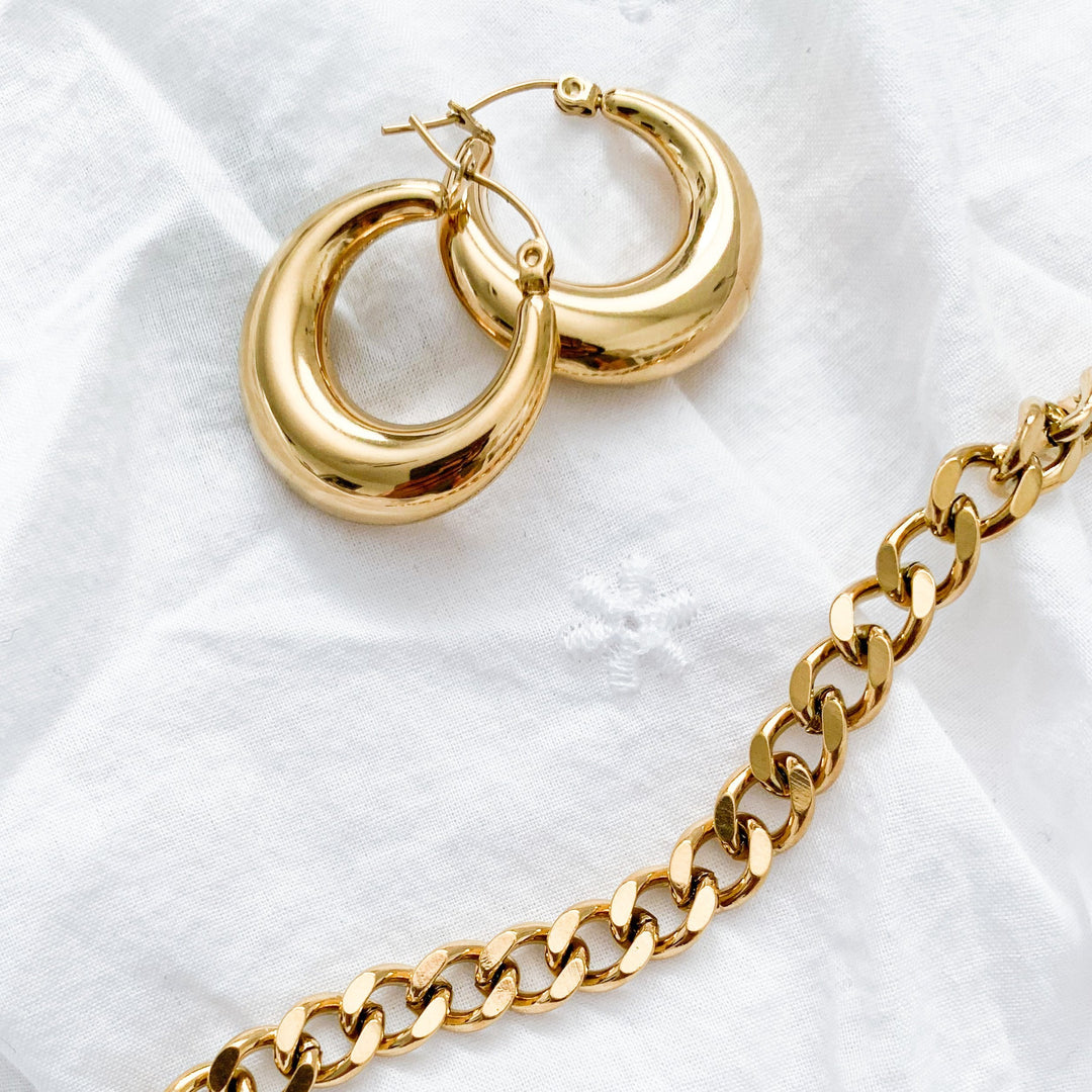 Medium Hoop Earrings, Gold