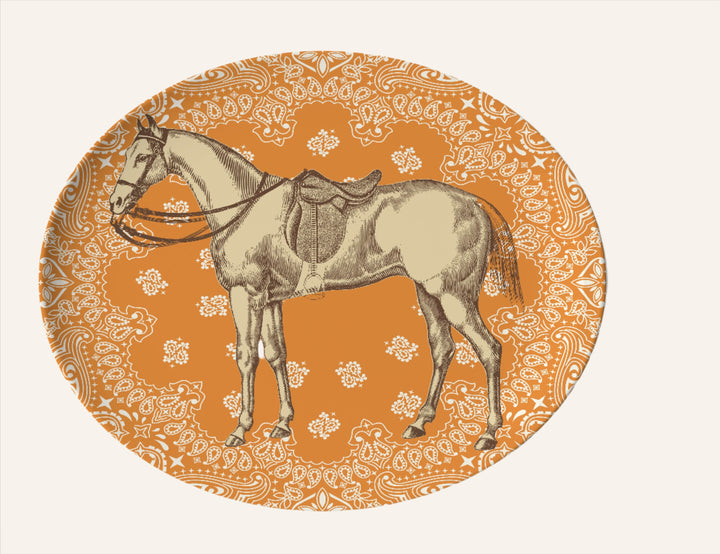 Melamine Oval Tray, Horse