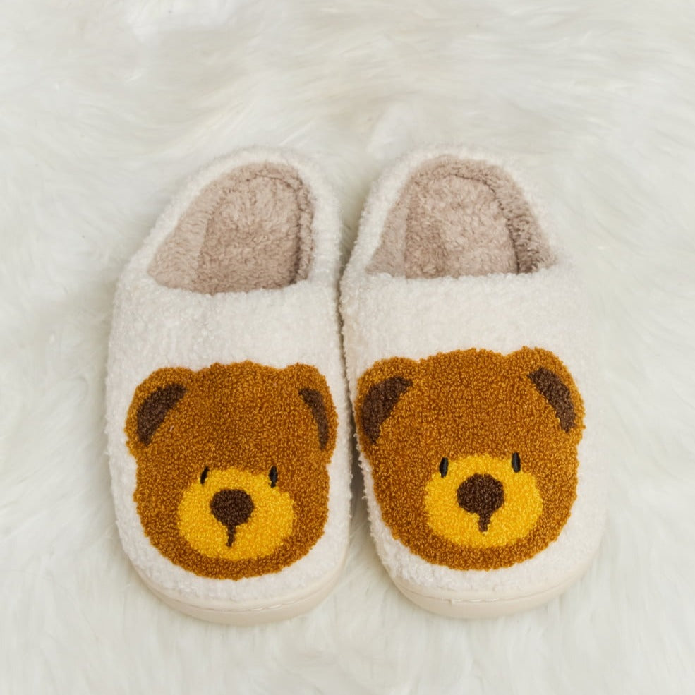 Plush Closed-Toe Slippers, Teddy Bear