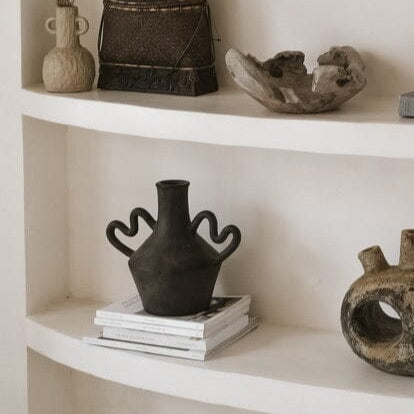 Handmade Clay Dance Vessel Vase, Cream or Charcoal