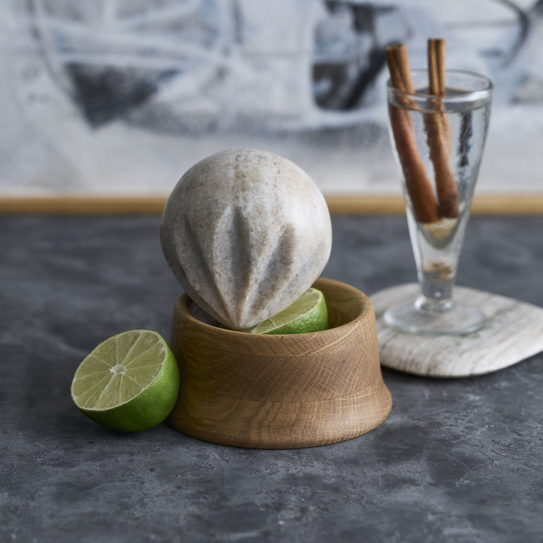Handmade French Oak & Marble Reamer Set, Choice of Tray