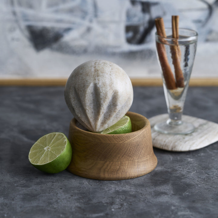 Handmade French Oak & Marble Reamer Set, Choice of Tray