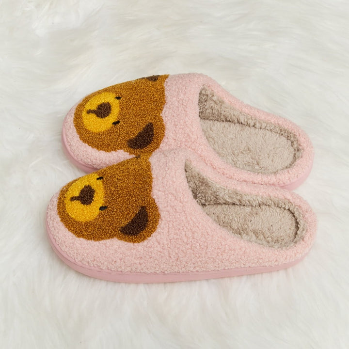 Plush Closed-Toe Slippers, Teddy Bear