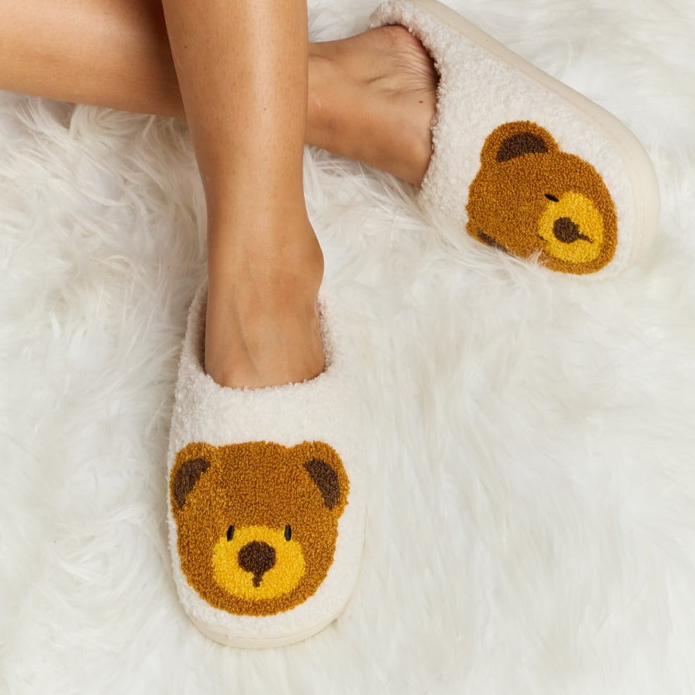 Plush Closed-Toe Slippers, Teddy Bear