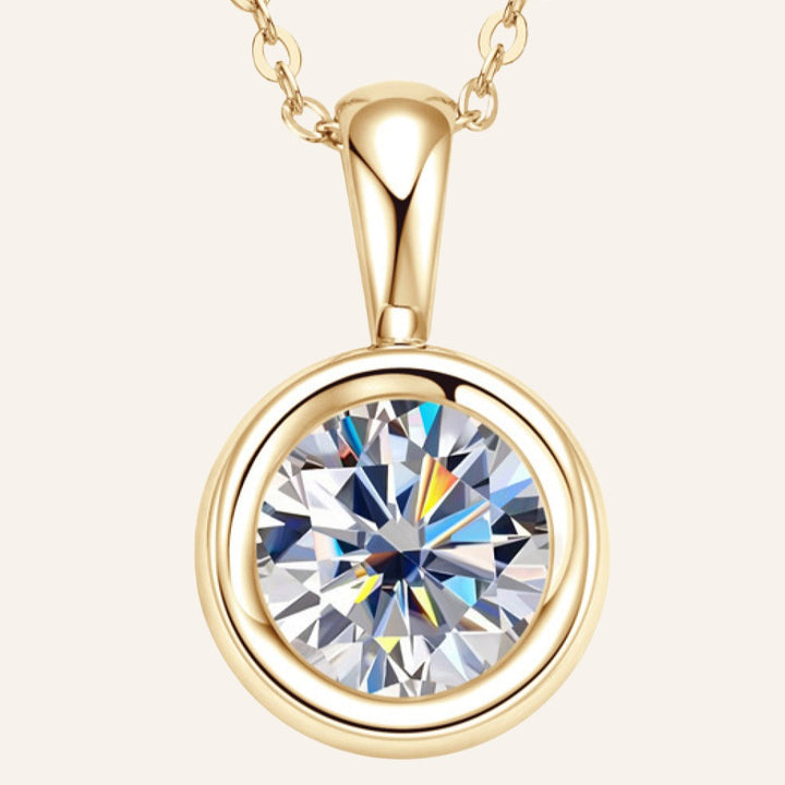 2 Carat Moissanite Solitaire Necklace, 18k Gold Plated 925 Silver