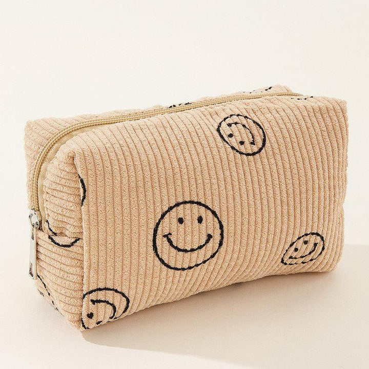 Corduroy Cosmetic Bag, Smiley Faces