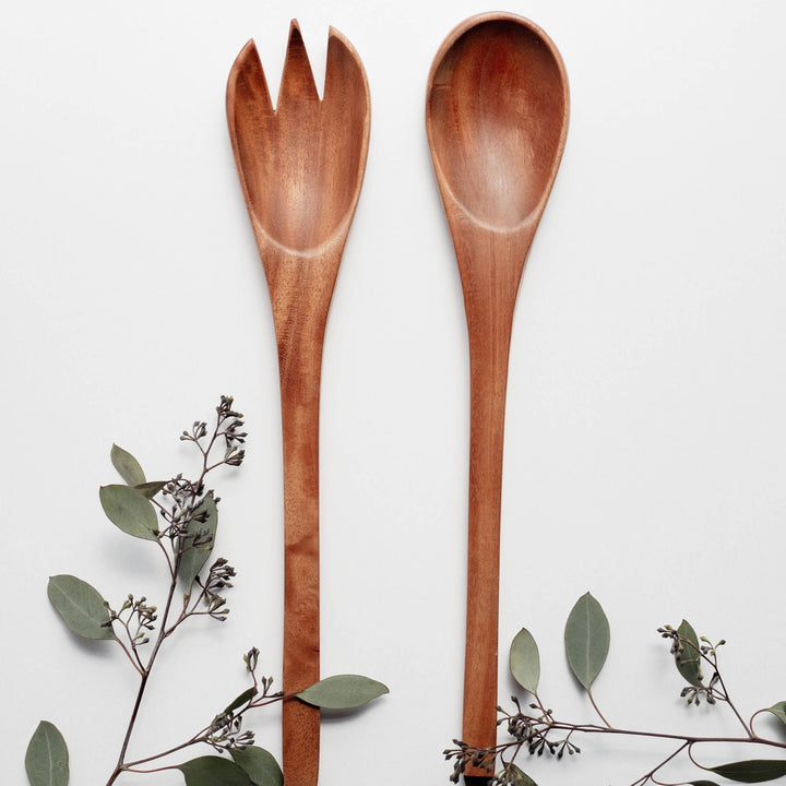 Salad Servers, Wood with Horned Tips