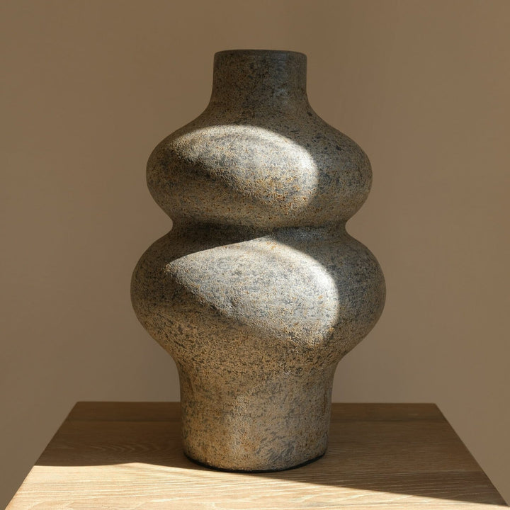 Handmade Clay Vase Vessel, Gray