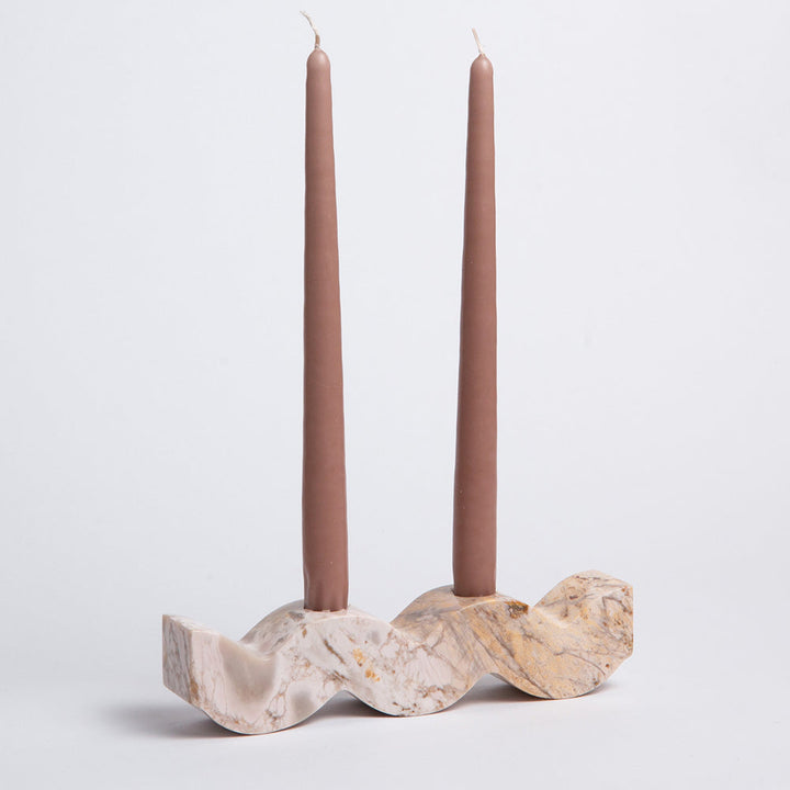 Hand-carved Soapstone Candle Holder, Creamy