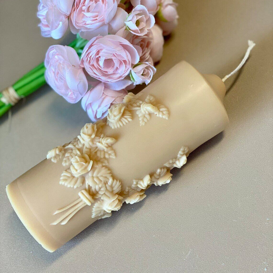 Handmade Soy Wax Pillar Scented Candle, Floral
