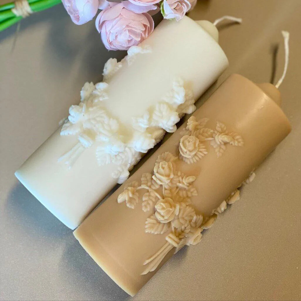 Handmade Soy Wax Pillar Scented Candle, Floral